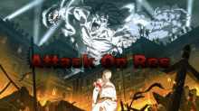 an attack on res poster with a man standing in front of a monster