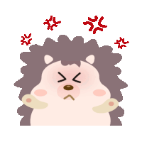 an illustration of an angry hedgehog with red angry symbols around it