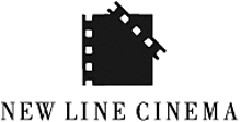 the logo for new line cinema is a black and white silhouette of a film strip .