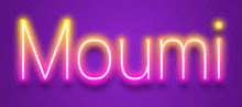 a neon sign that says mouni on it