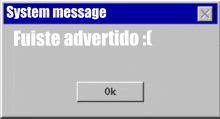 a computer screen shows a system message