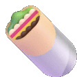 a cartoon illustration of a sandwich in a capsule on a white background .