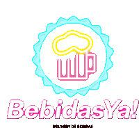 a neon sign that says bebidas ya with a beer mug in the center