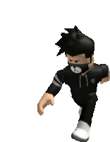 a roblox character is wearing a mask and a black shirt