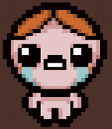 a pixel art of a cartoon character with a crying face