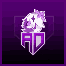 a purple and white logo with the letter a and d on it