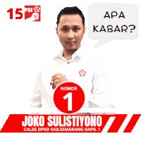 a poster for joko sulistiyono shows a man and says apa kabar