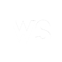 a white logo that says ws with a shadow