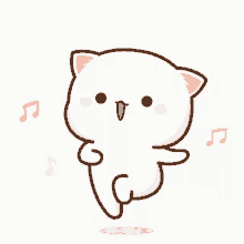 a cartoon cat is jumping in the air with music notes behind it