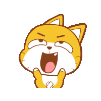 a cartoon cat is laughing with its mouth wide open