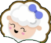 a cartoon drawing of a sheep with a blue bow on her head