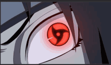 a close up of a person 's eye with a red circle in it