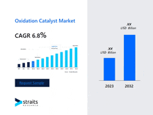 a graph showing the oxidation catalyst market with a request sample button at the bottom