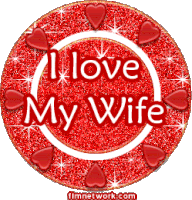 a red circle that says i love my wife with hearts around it