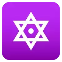 a purple icon with a white star with a circle in the middle