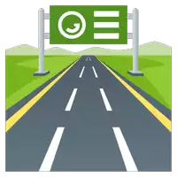 an illustration of a highway with a sign that says oe on it