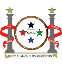 a logo for the official managers association shows a shield with three stars on it