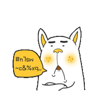 a drawing of a dog with a yellow speech bubble that says # n7sw