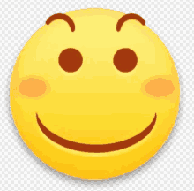 a yellow smiley face with red eyes and a smile on a transparent background