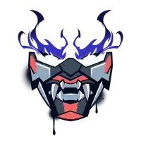 a drawing of a mask with fangs and horns on it