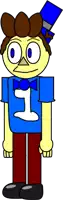 a cartoon character wearing a blue shirt with the number 1 on it .