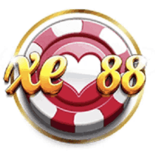 a red and white poker chip with the words xe 88 on it