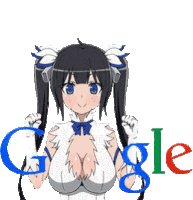 a cartoon girl is standing in front of the google logo