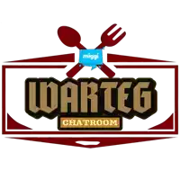 a logo for warteg chatroom with a spoon and fork on it