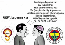 a cartoon of two men talking to each other with the words uefa kupamiz var on the bottom