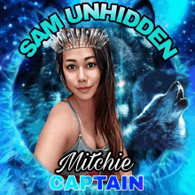 a woman with a crown on her head and the name mitchie captain