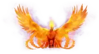 a painting of a phoenix with flames coming out of its wings