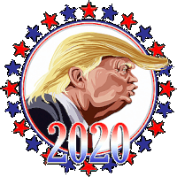 a cartoon of donald trump surrounded by stars with the year 2020