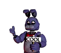 a purple bunny holding a sign that says cool