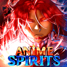 a poster for anime spirits with a red haired character