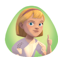 a cartoon girl giving a thumbs up sign