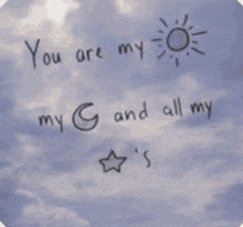 a picture of a cloudy sky with the words you are my my g and all my 's