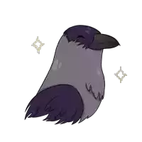 a drawing of a bird with a purple feathered head and a black beak