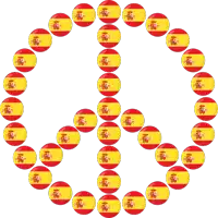 spanish flags are arranged in the shape of a peace sign