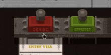 a red button that says denied is next to another green button that says approved