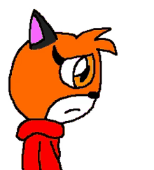 a pixel art drawing of a fox with a red scarf around its neck