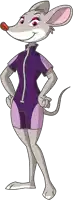 a cartoon mouse is wearing a purple suit