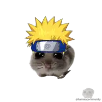 a drawing of a hamster wearing a headband with a naruto logo on it