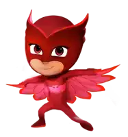 a cartoon character with a red mask and wings