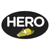 a logo for hero bread with a slice of bread and wheat ears