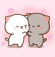 a cartoon of two cats hugging each other with one saying " i love you "