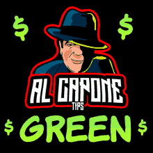 al capone tips green logo with a man in a fedora