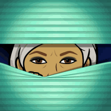 a cartoon of a woman peeking through a window