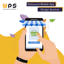 an advertisement for ups web panel solutions shows a person holding a phone