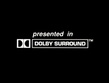 a black background with a white logo that says `` presented in dolby surround ''