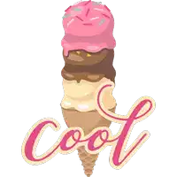 a stack of ice cream cones with the word cool underneath them